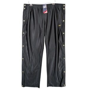 NWT Reebok Black Dazzle Tearaway Basketball Pants Mens 2XL Gold Snaps Streetwear